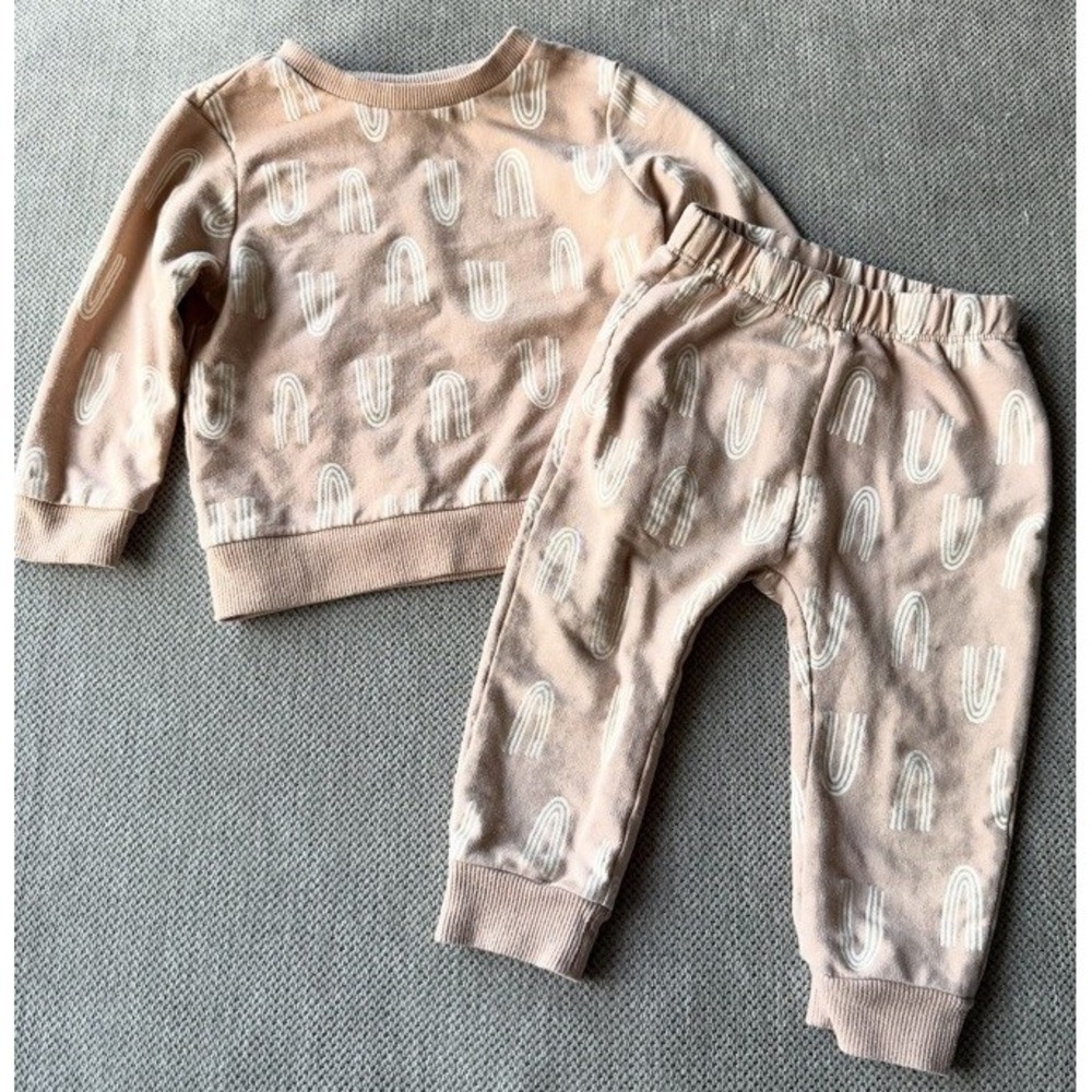 PL Baby 18M Pink Rainbow Sweatshirt Jogger Set 2 Piece Outfit Baby Clothes